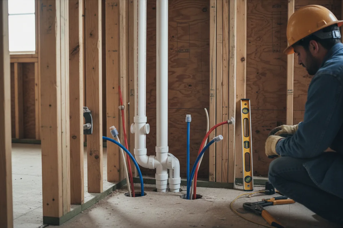 Drain and supply rough-in during Drain Cleaning in Rosedale